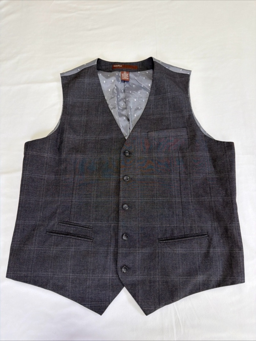 Perry Ellis Men's Plaid Gray Suit Vest